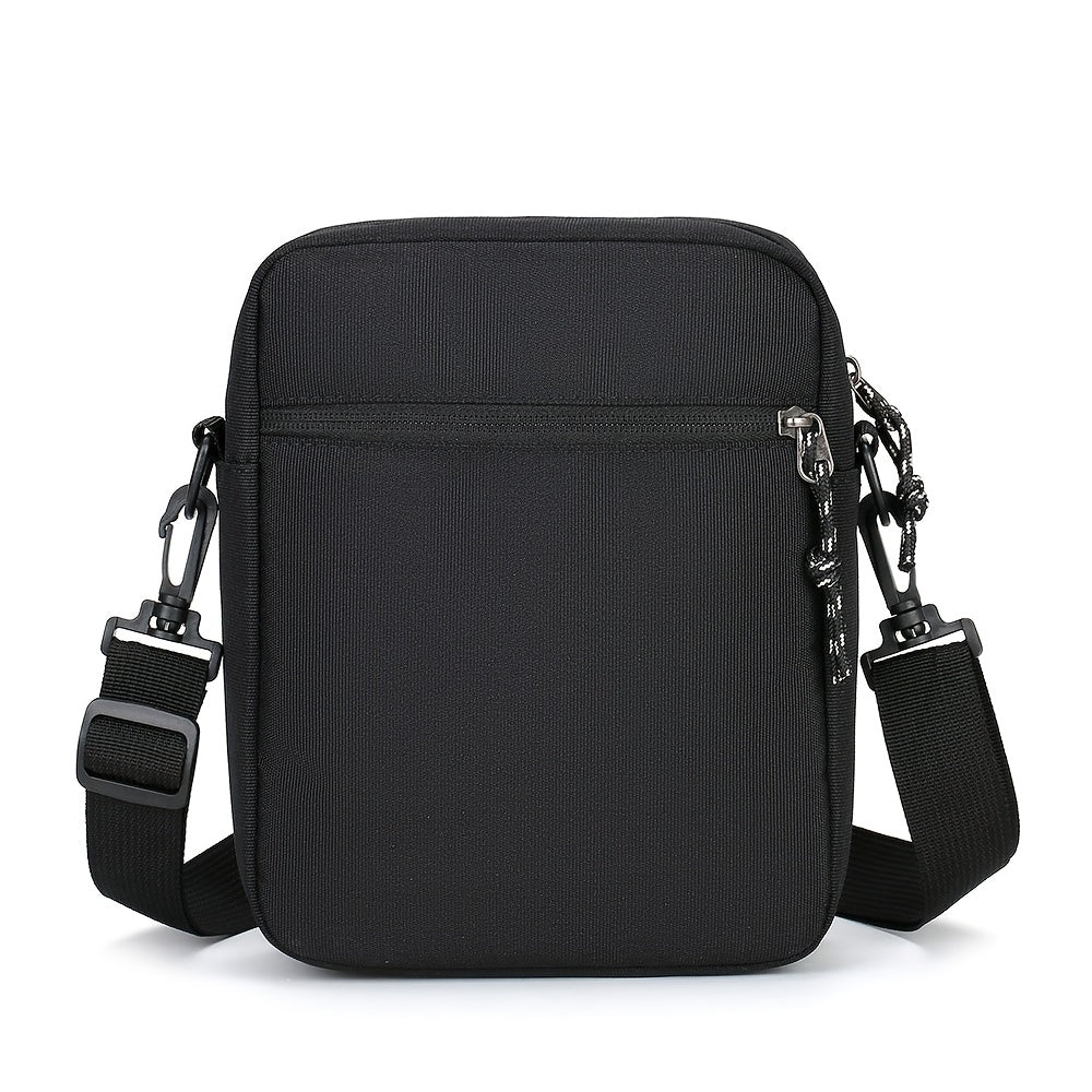 Men's Black Oxford Crossbody Bag with Leaf & "Not Cheap Just Rich" Print - Adjustable Strap, Compact Minimalist Design for Daily Commute & Casual Outings, Casual Shoulder Bag | Unique Graphic Bag | Stylish Leaf Design