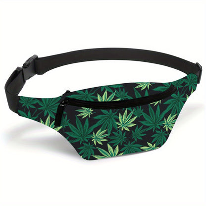 Leaf Fashion Print Fanny Pack Running Bag Chest Bag