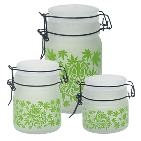 Green Leaf Glass Storage Jar-Multiple Sizes Available [SMKZ-144] - Hi Time