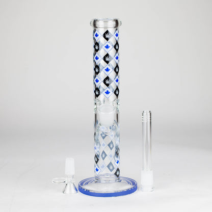 10" Color accented Staight Tube Glass Bong With Maple Leaf Design