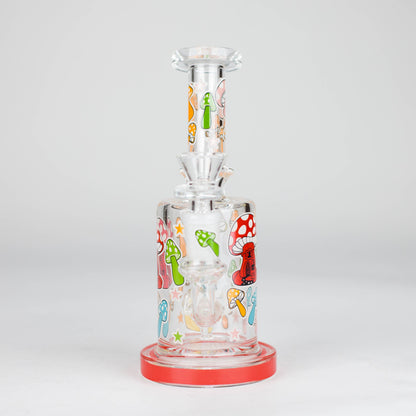 7" Color accented  Glass Bong With Perc- Mushroom Design
