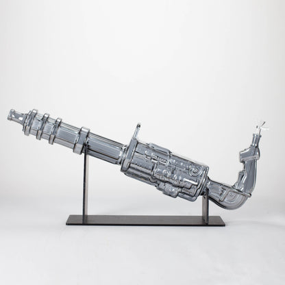 24" Electroplated Machine gun Design Glass Bong with Display Stand [GU002]
