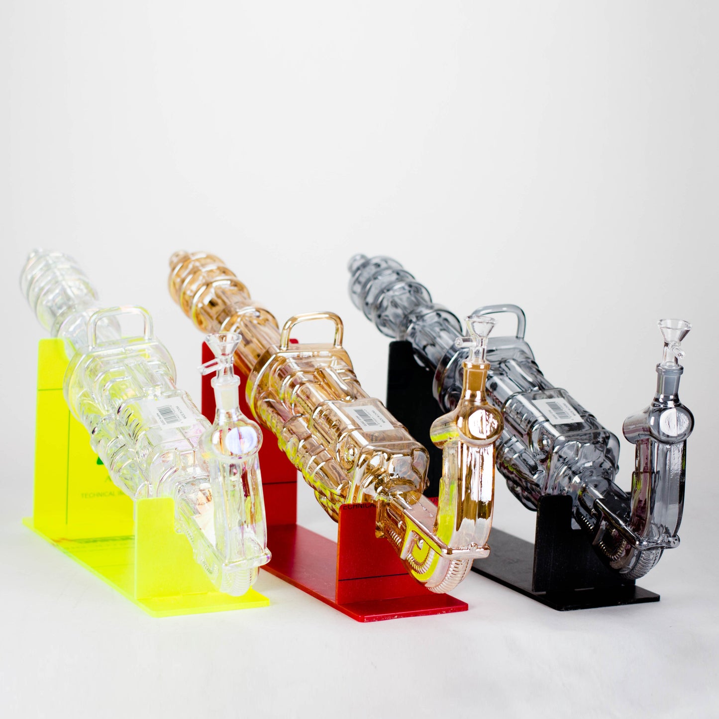 24" Electroplated Machine gun Design Glass Bong with Display Stand [GU002]