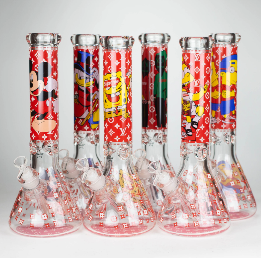 14" Cartoon Glow 9 mm glass bong [PIP835]