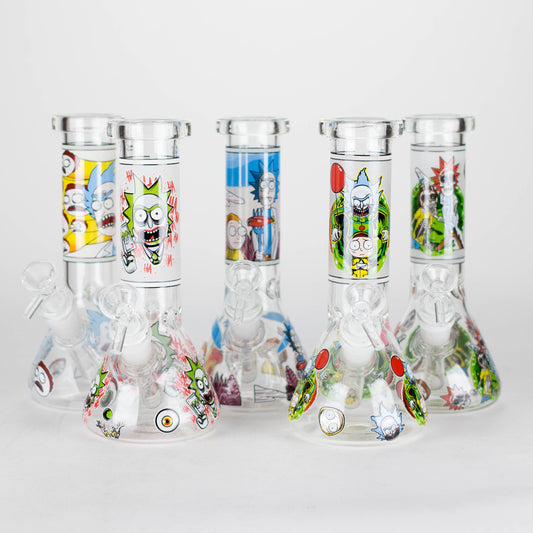 8.5" Cartoon Designs Glow In The Dark beaker bong In the Box [PIP301]