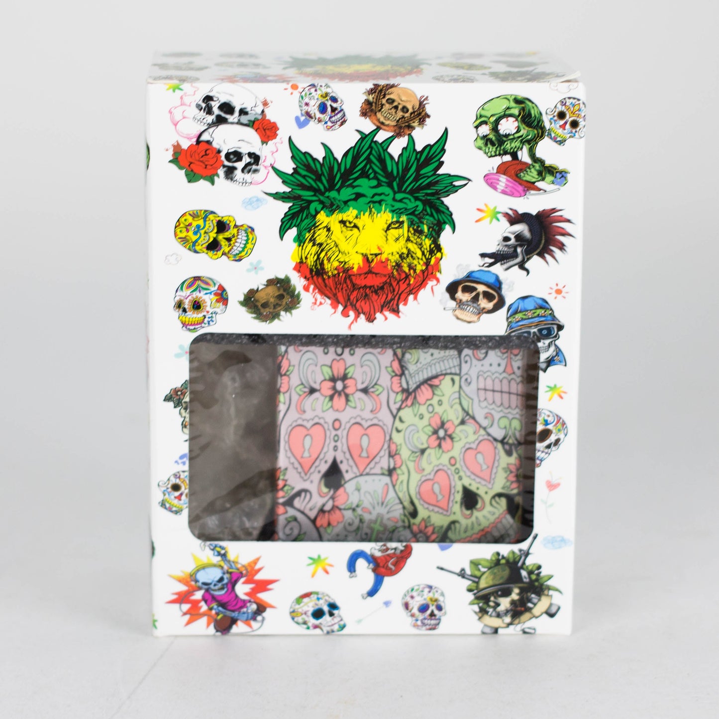 7" Glass Mini Bong Orange Skull Color Printed [JBLMIN-08-7A]