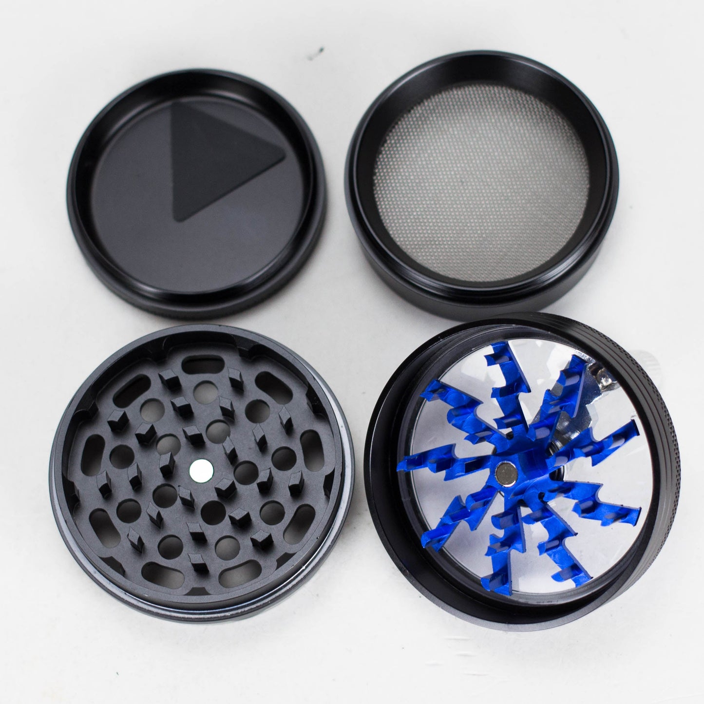 60mm 4 Part Grinder, With Grinding Gear on Top and Black Color [CN6402]