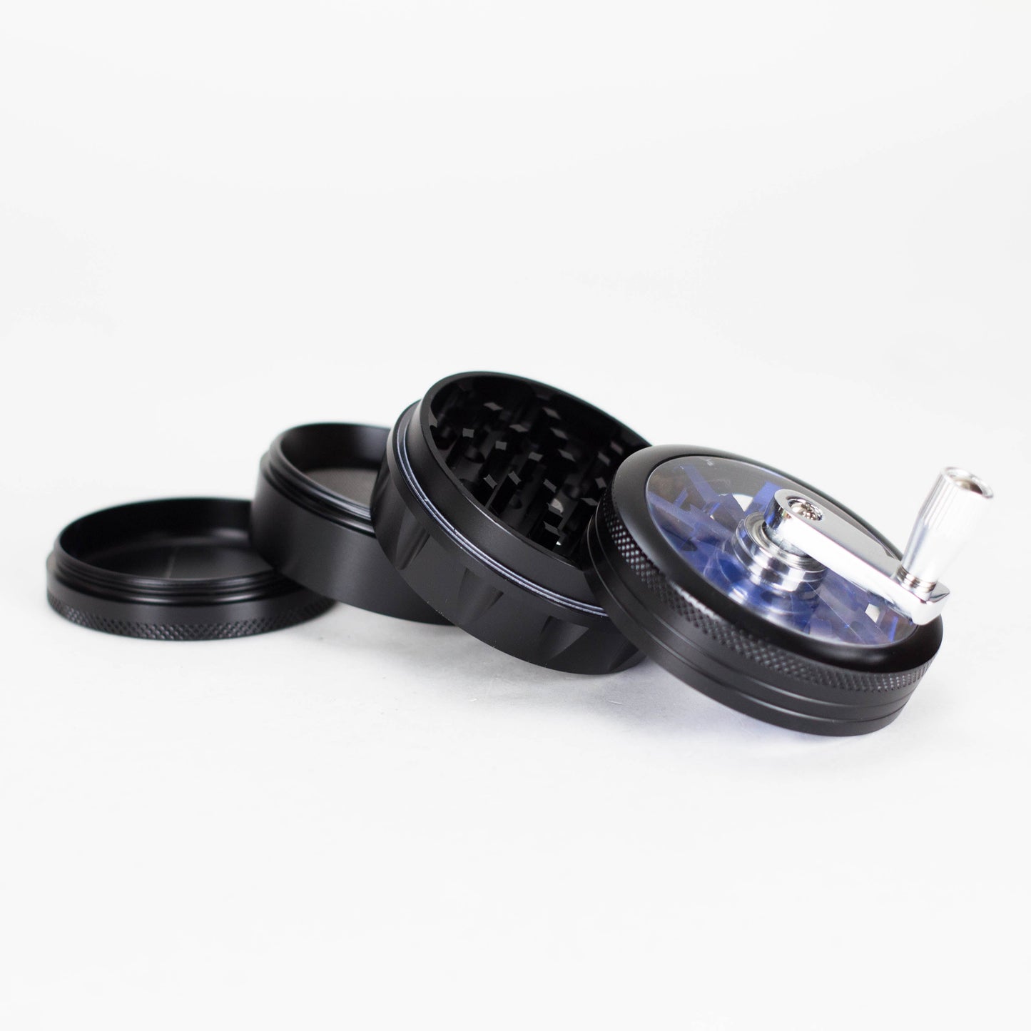 60mm 4 Part Grinder, With Grinding Gear on Top and Black Color [CN6402]