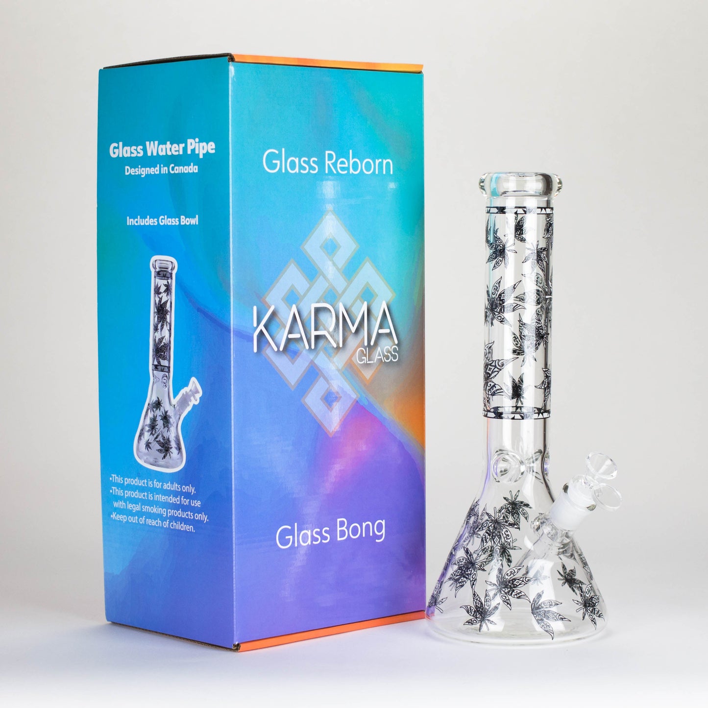 Karma | 14" Leaf Beaker Glow in the dark Glass Bong