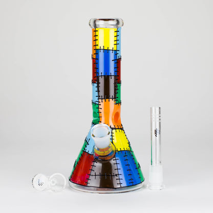 Karma | 9" Beaker Stitched Up Design Glass Bong