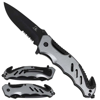 4.75" Black Blade/ Bicolor Gray Aluminum Handle / Foldable Pocket Knife