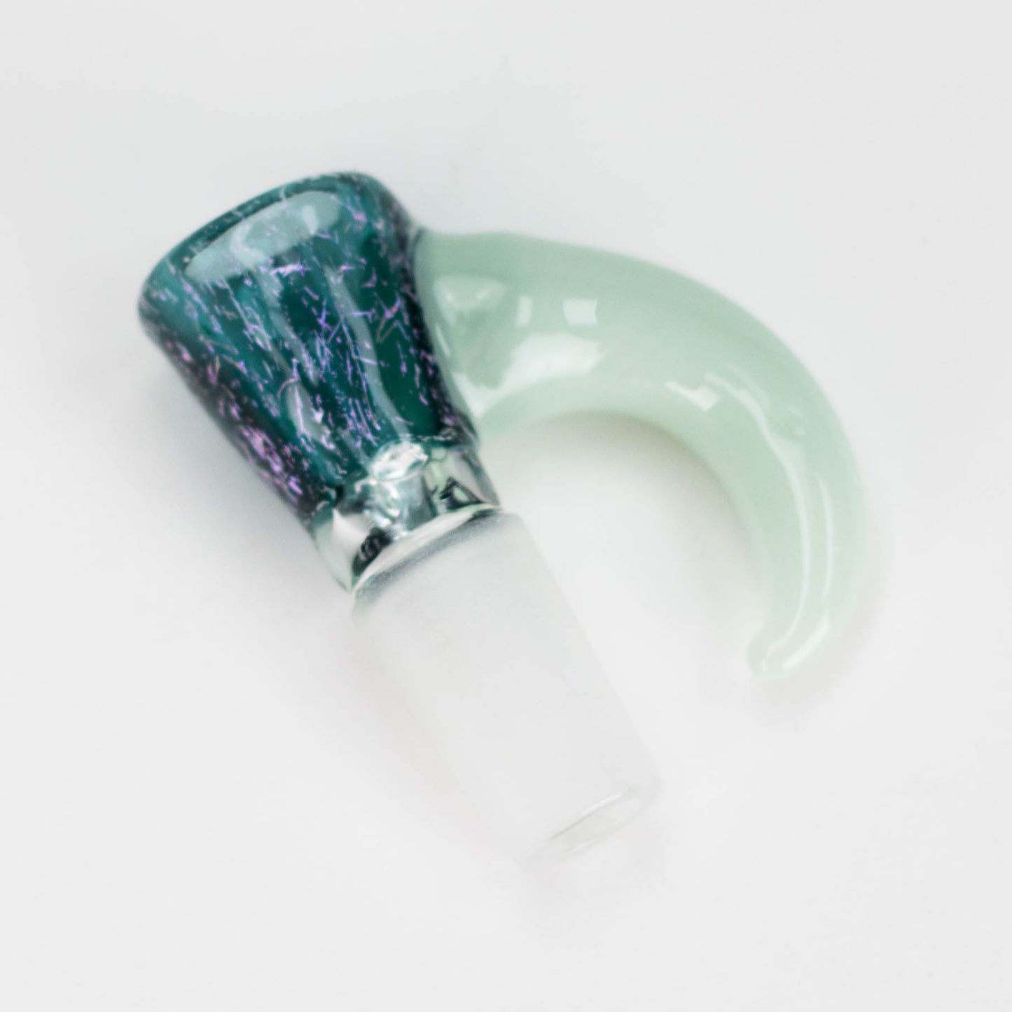 Shine Glassworks | 14mm 3 Hole Dichroic Bowl with coloured Horn  - Made in Canada