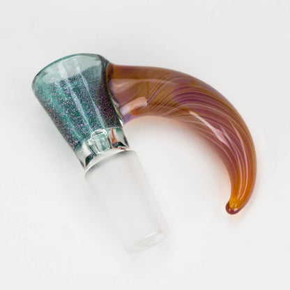 Shine Glassworks | 14mm 3 Hole Dichroic Bowl with coloured Horn  - Made in Canada