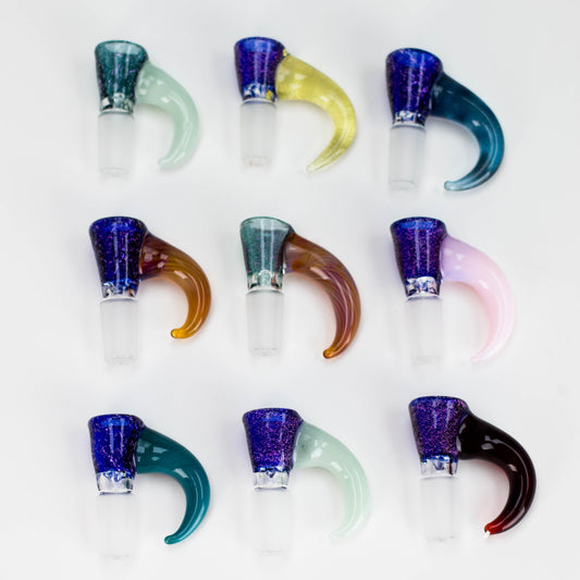 Shine Glassworks | 14mm 3 Hole Dichroic Bowl with coloured Horn  - Made in Canada