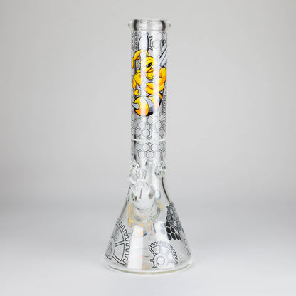 14" 7 mm Glass Bong With Cartoon Bee Design