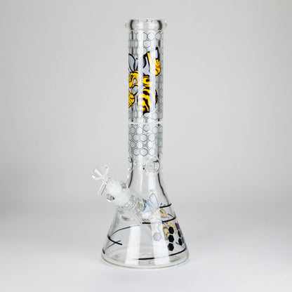 14" 7 mm Glass Bong With Cartoon Bee Design