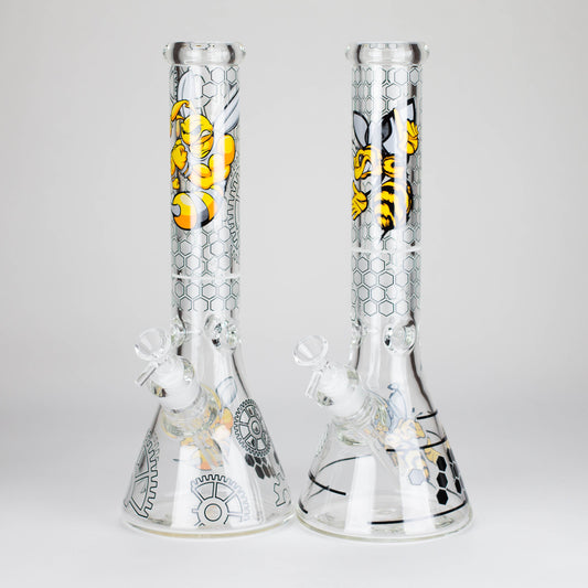14" 7 mm Glass Bong With Cartoon Bee Design