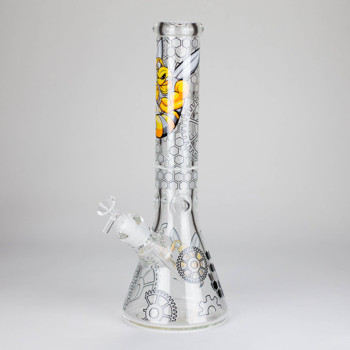14" 7 mm Glass Bong With Cartoon Bee Design