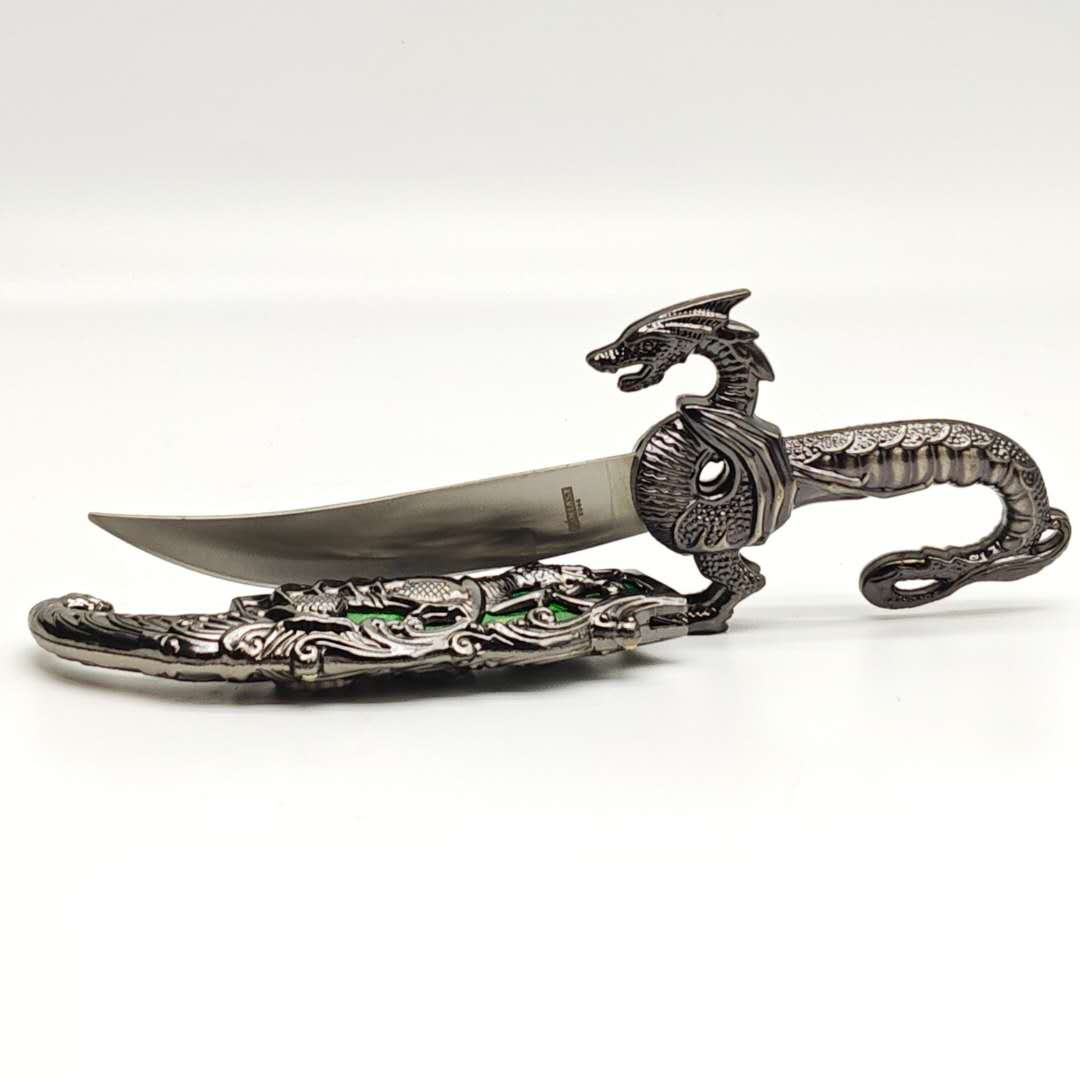 10" Fantasy Dragon Dagger Green Fitting