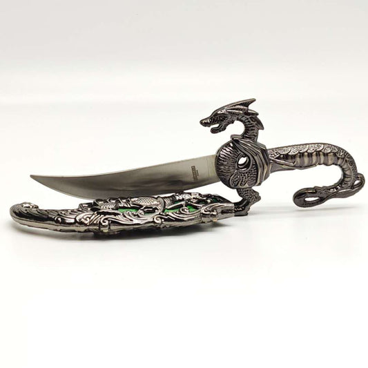 10" Fantasy Dragon Dagger Green Fitting