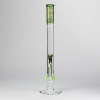 Shine Glassworks | 22 inch 38mm Straight Tube with Latticino mouthpiece and opal [ST 2203] - Made in Canada