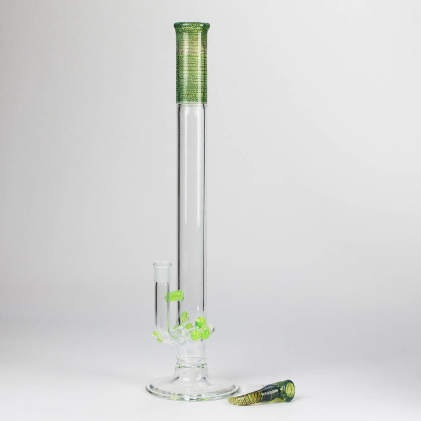 Shine Glassworks | 22 inch 38mm Straight Tube with Latticino mouthpiece and opal [ST 2203] - Made in Canada