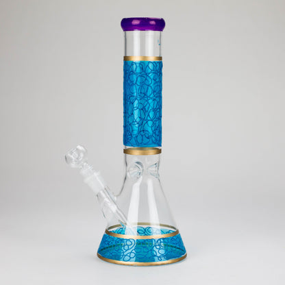 12" Printed beaker glass water bong-Assorted