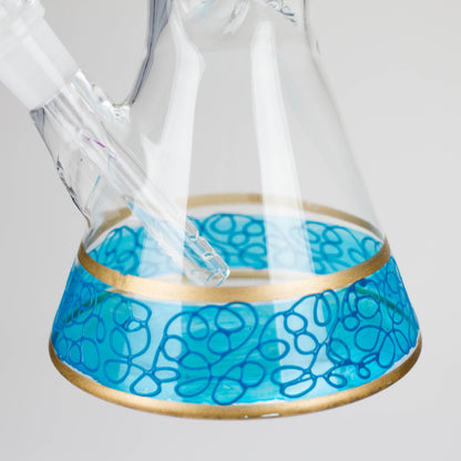 12" Printed beaker glass water bong-Assorted