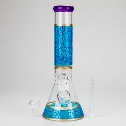 12" Printed beaker glass water bong-Assorted