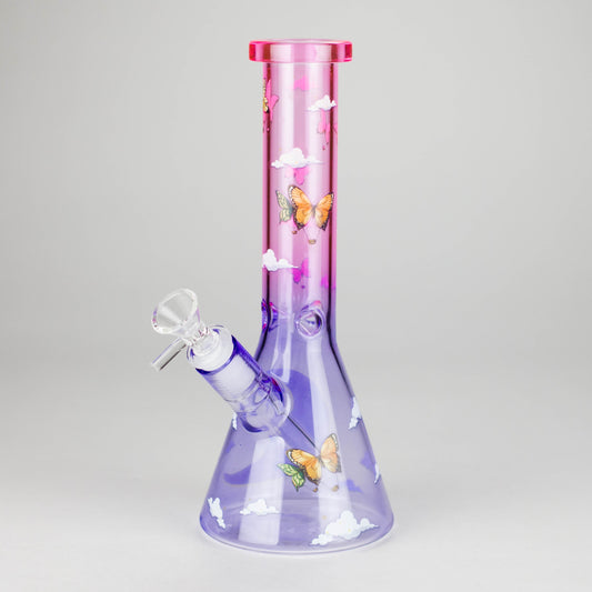 10" Glass Bong With The Butterfly Design