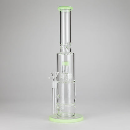 15" Color accented glass water bong with Double Perc