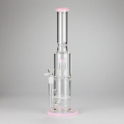 15" Color accented glass water bong with Double Perc