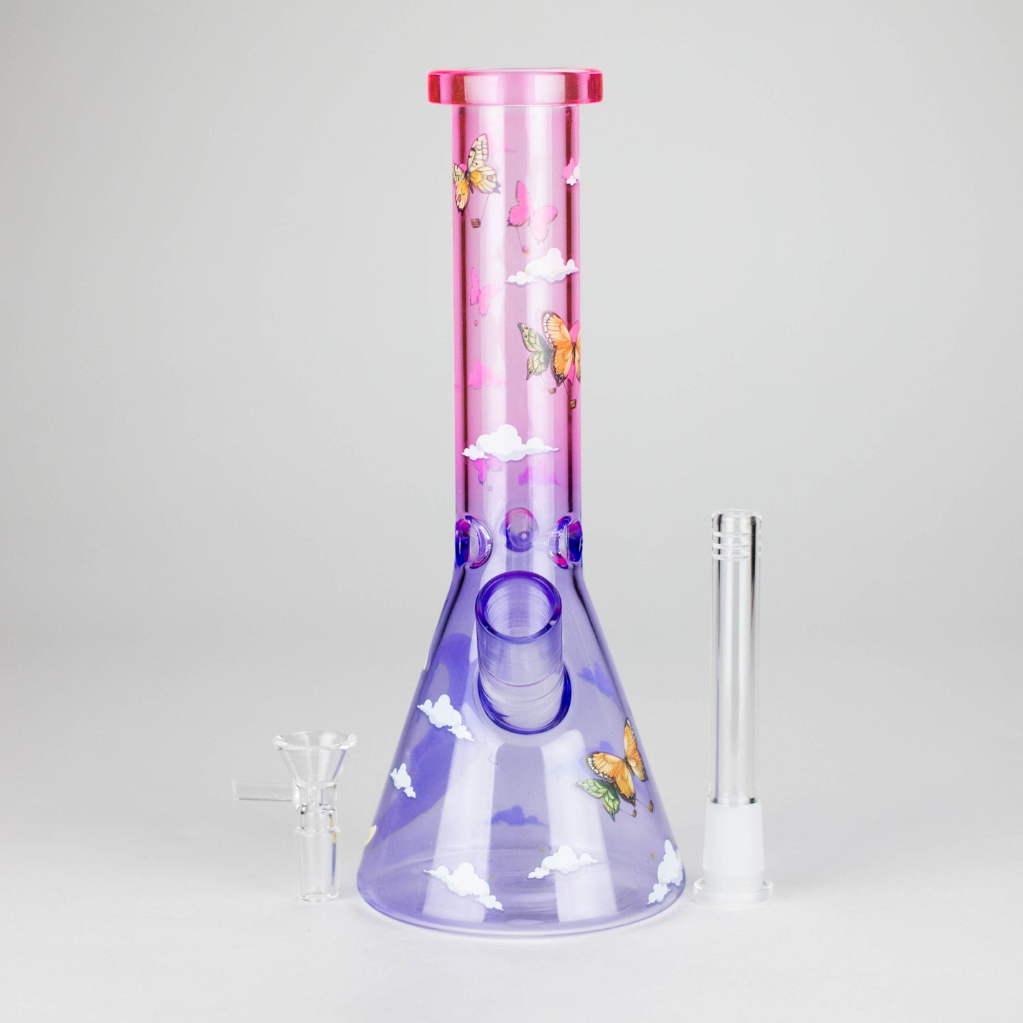 10" Glass Bong With The Butterfly Design