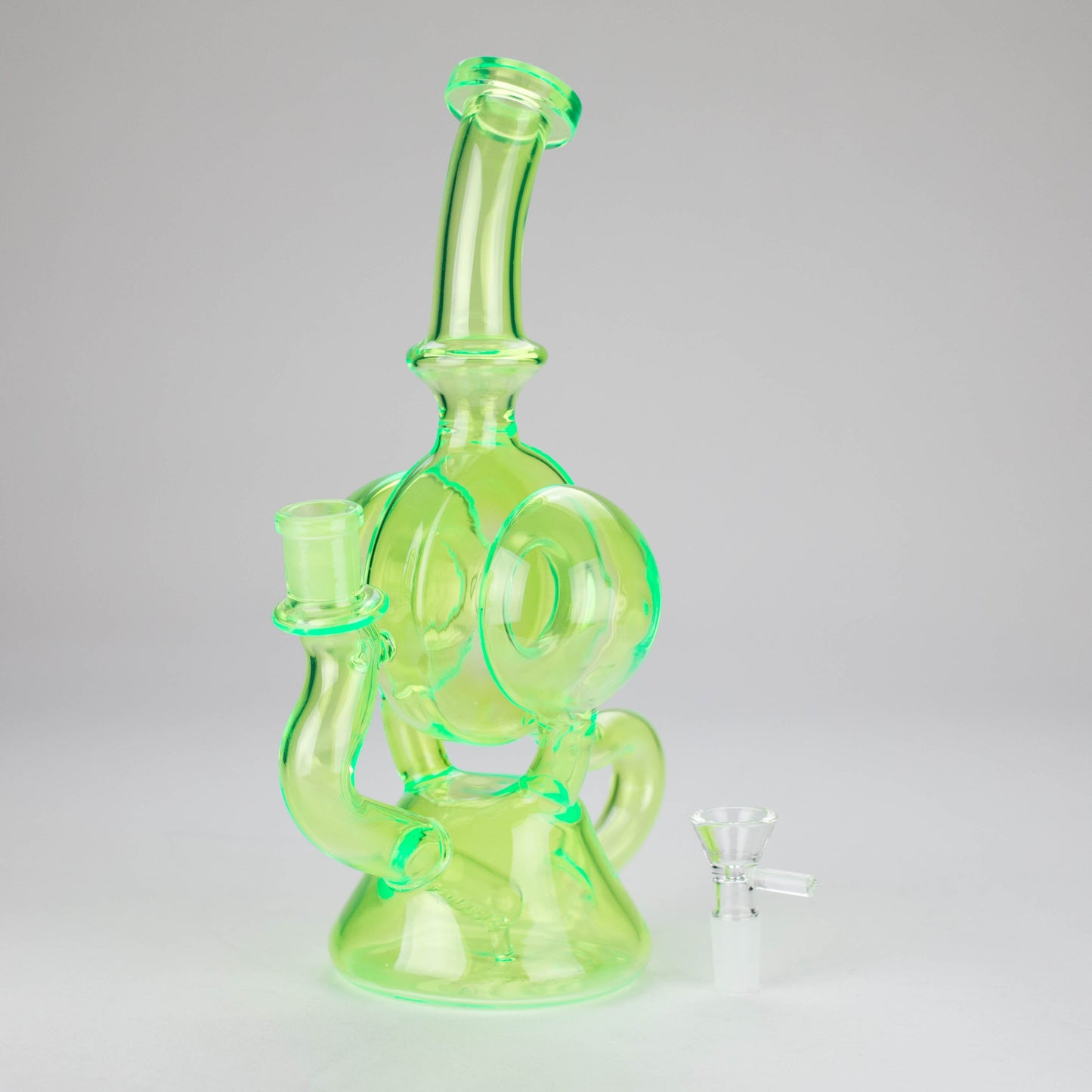 11″ Slim Green Recycler Glass Bong [C8033]