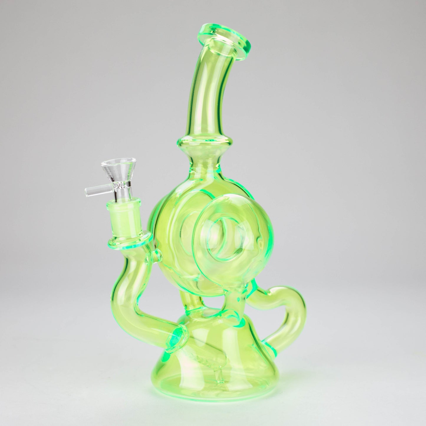 11″ Slim Green Recycler Glass Bong [C8033]