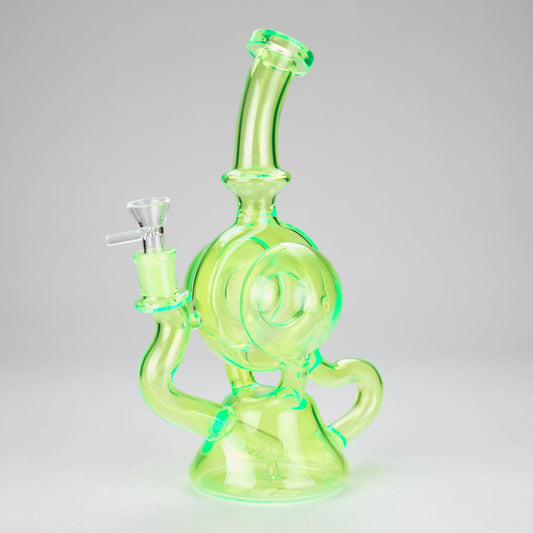 11″ Slim Green Recycler Glass Bong [C8033]