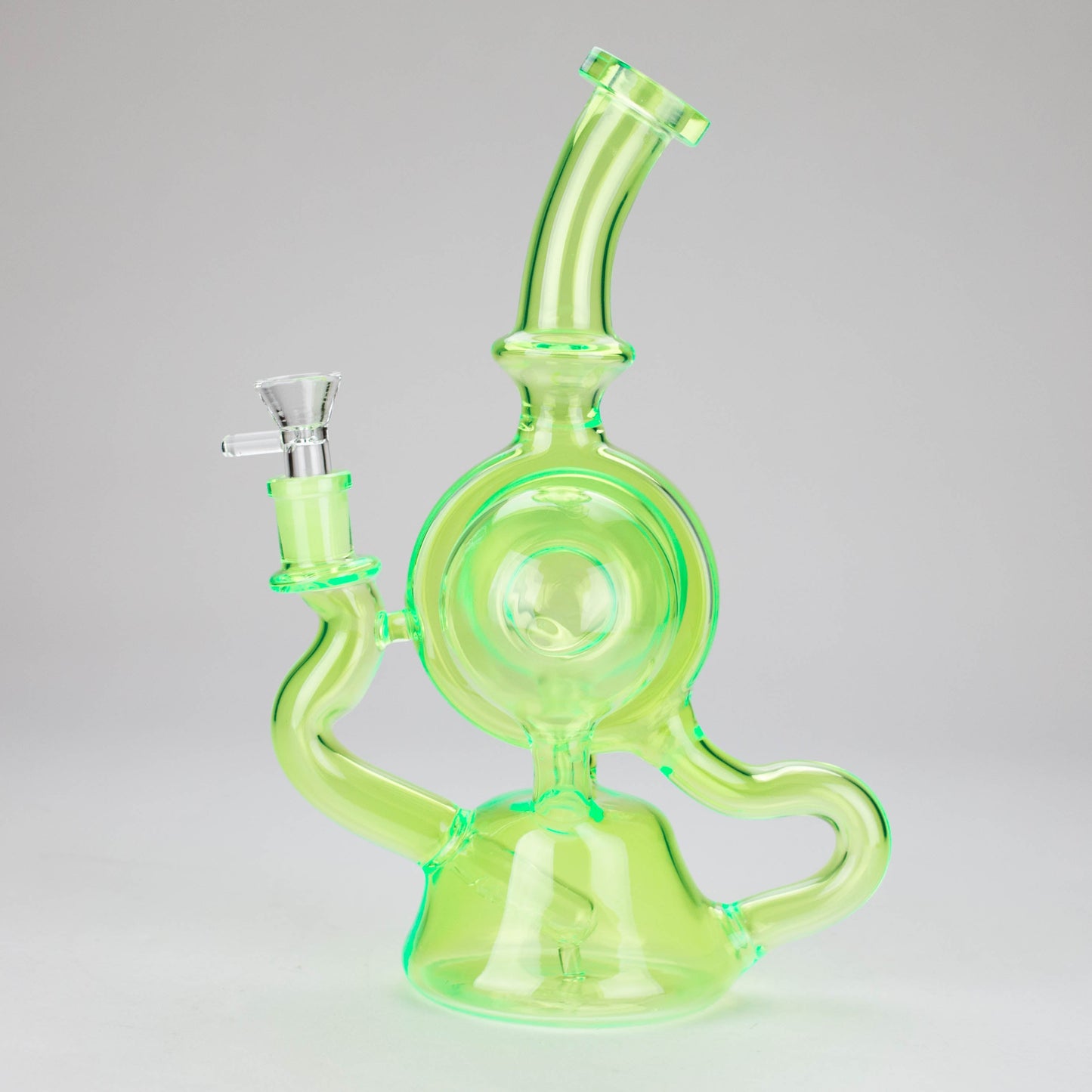 11″ Slim Green Recycler Glass Bong [C8033]