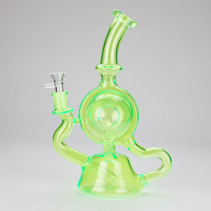 11″ Slim Green Recycler Glass Bong [C8033]