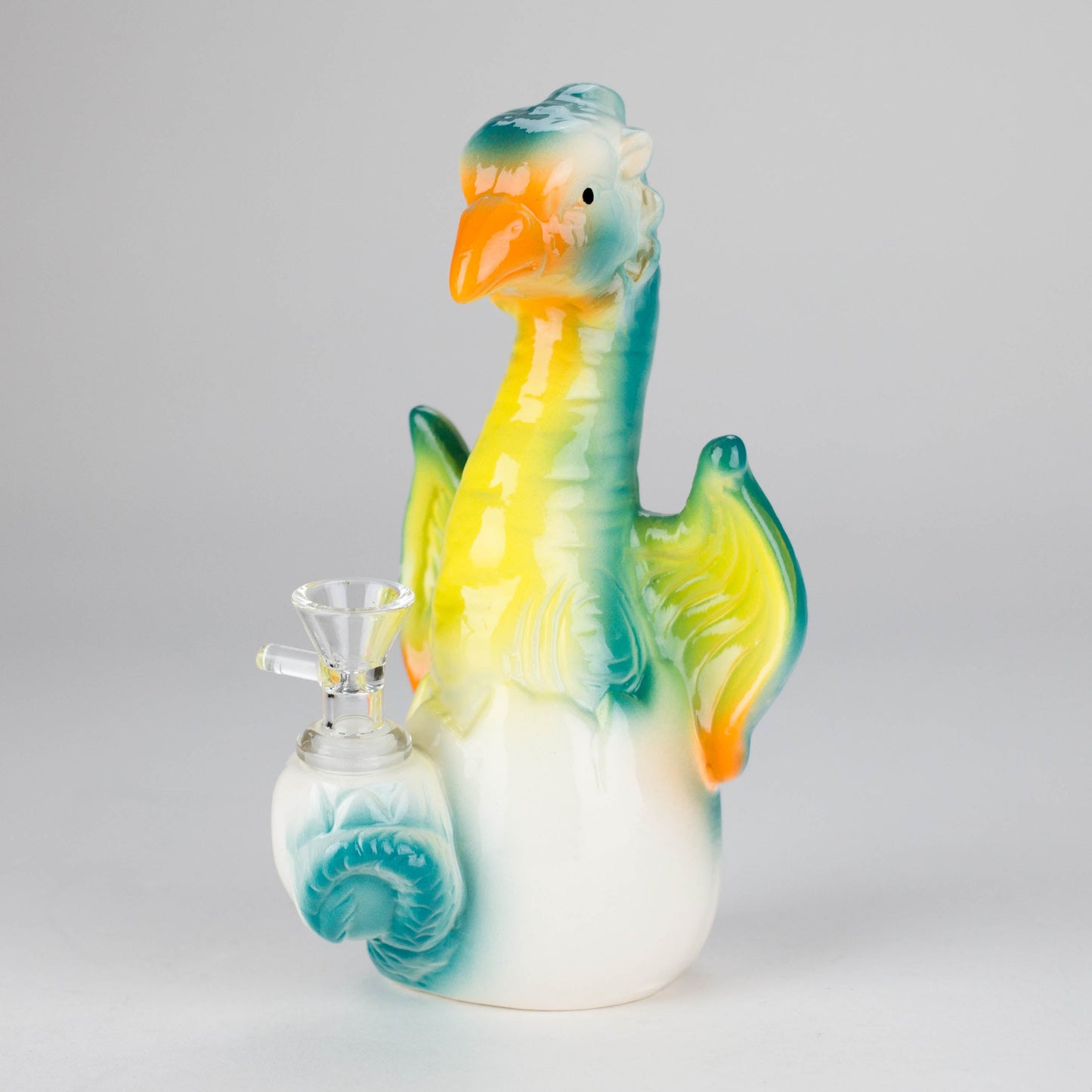 8" Folky Bird Design Ceramic Bong – Artistic Handcrafted Style [ES088WP]