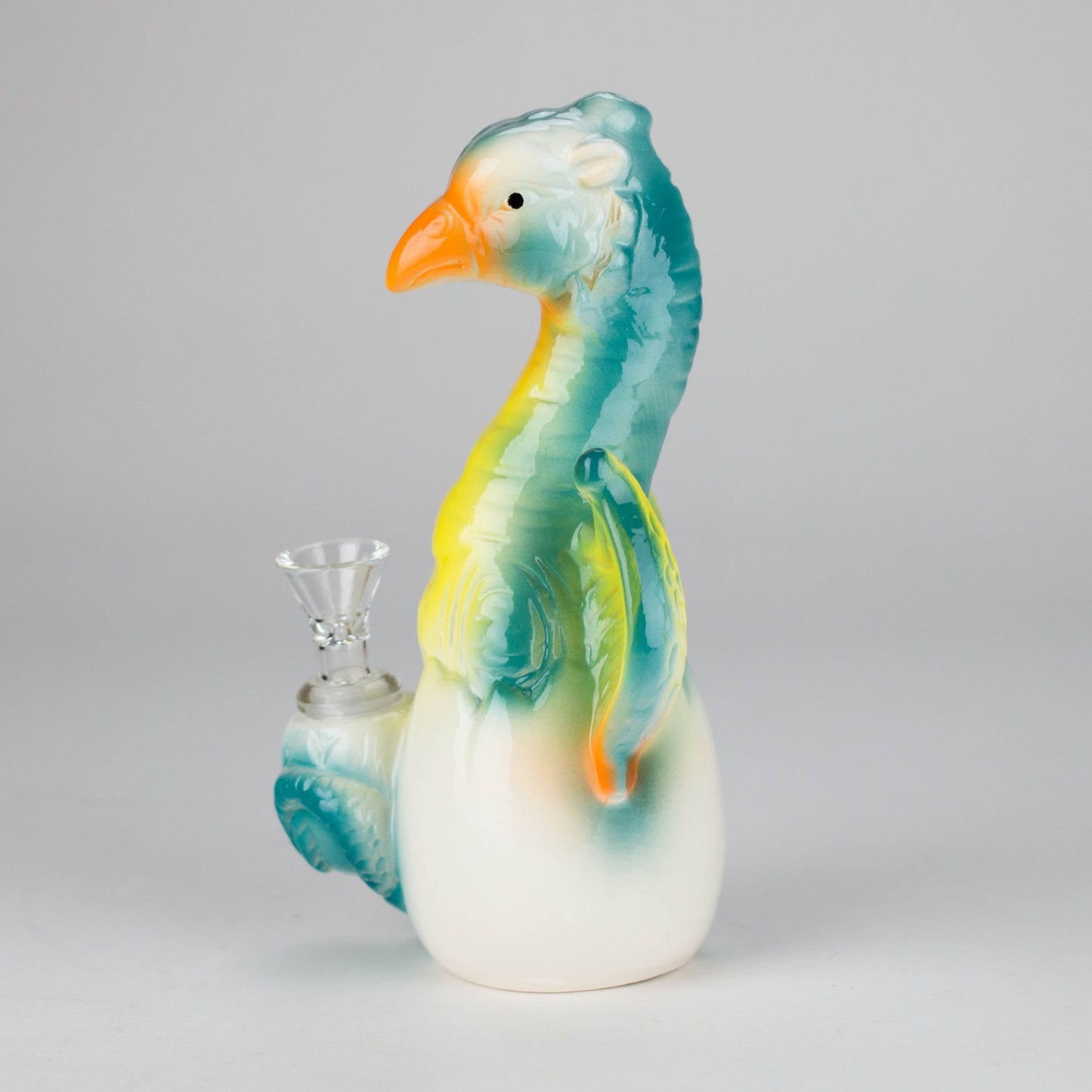 8" Folky Bird Design Ceramic Bong – Artistic Handcrafted Style [ES088WP]