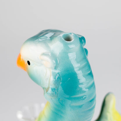 8" Folky Bird Design Ceramic Bong – Artistic Handcrafted Style [ES088WP]