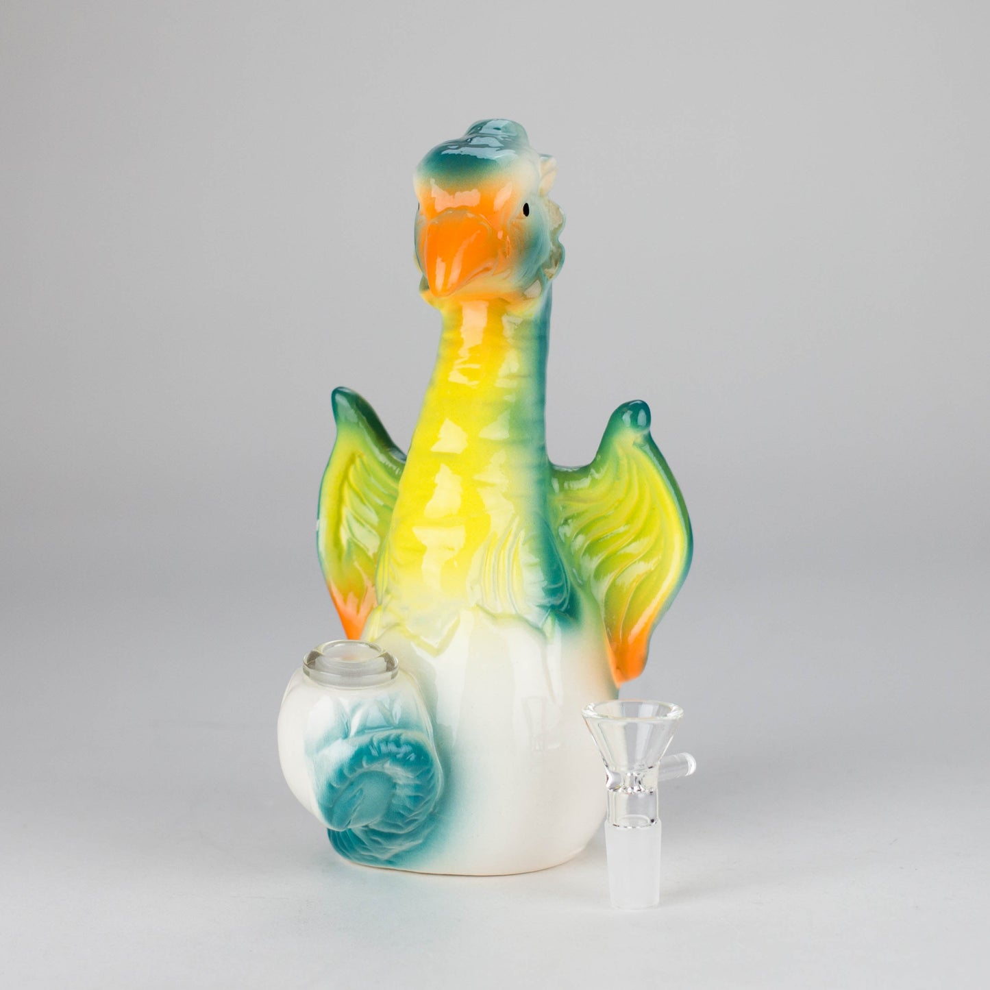 8" Folky Bird Design Ceramic Bong – Artistic Handcrafted Style [ES088WP]