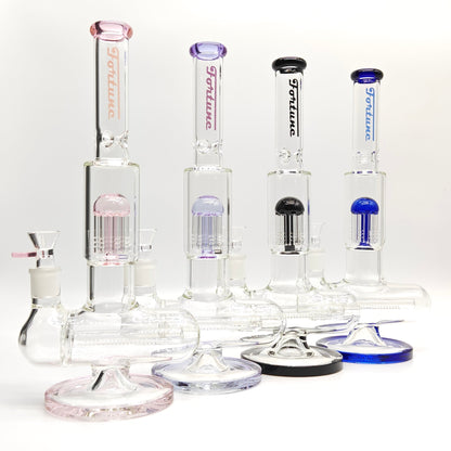 Fortune | 14" Double Inline Stemless to Grid Percolator Bong [1450PC-PK]