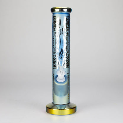 11″ Straight Tube Glass Bong – Electroplated Metallic Finish with Intricate Patterns [WP-M0090]