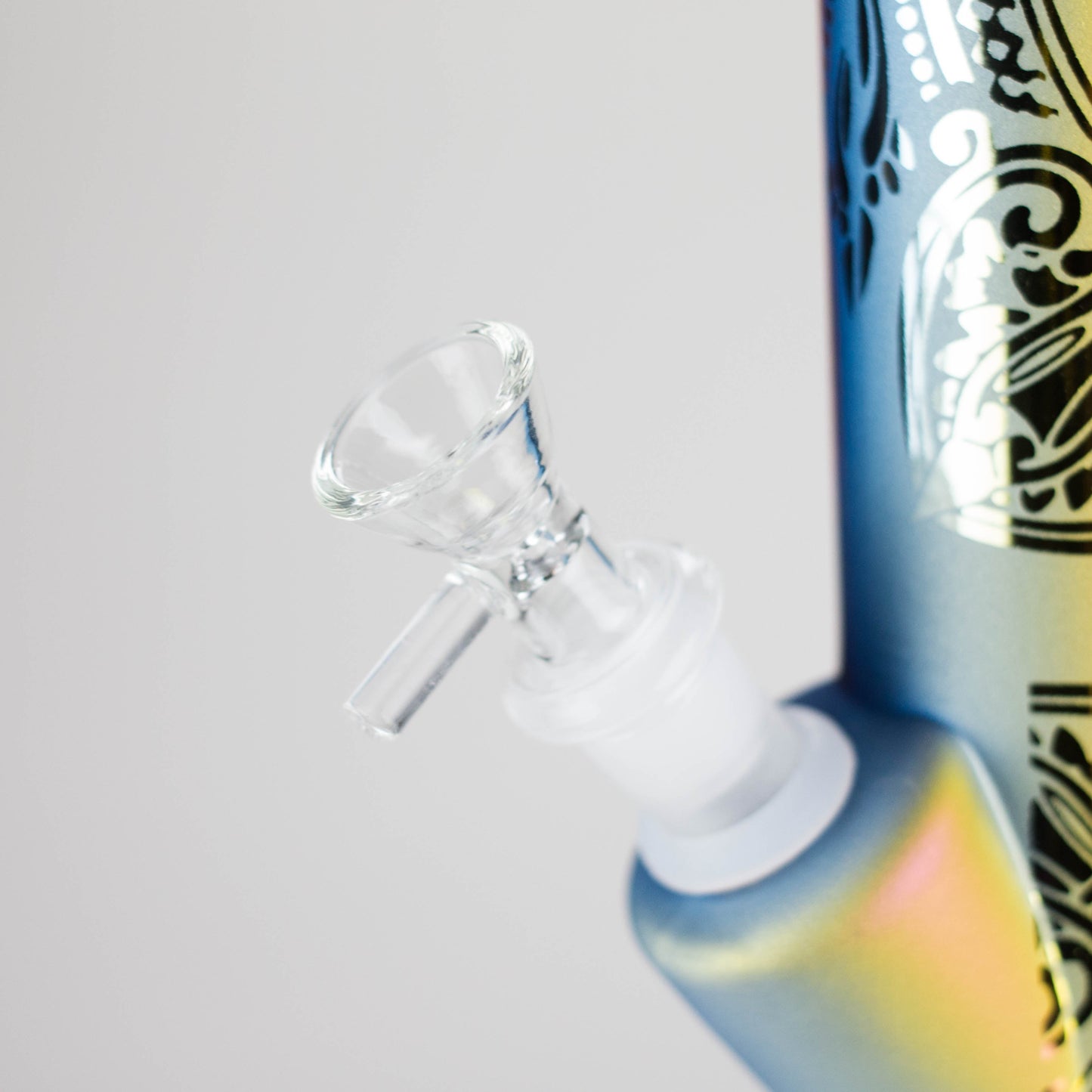 11″ Straight Tube Glass Bong – Electroplated Metallic Finish with Intricate Patterns [WP-M0090]