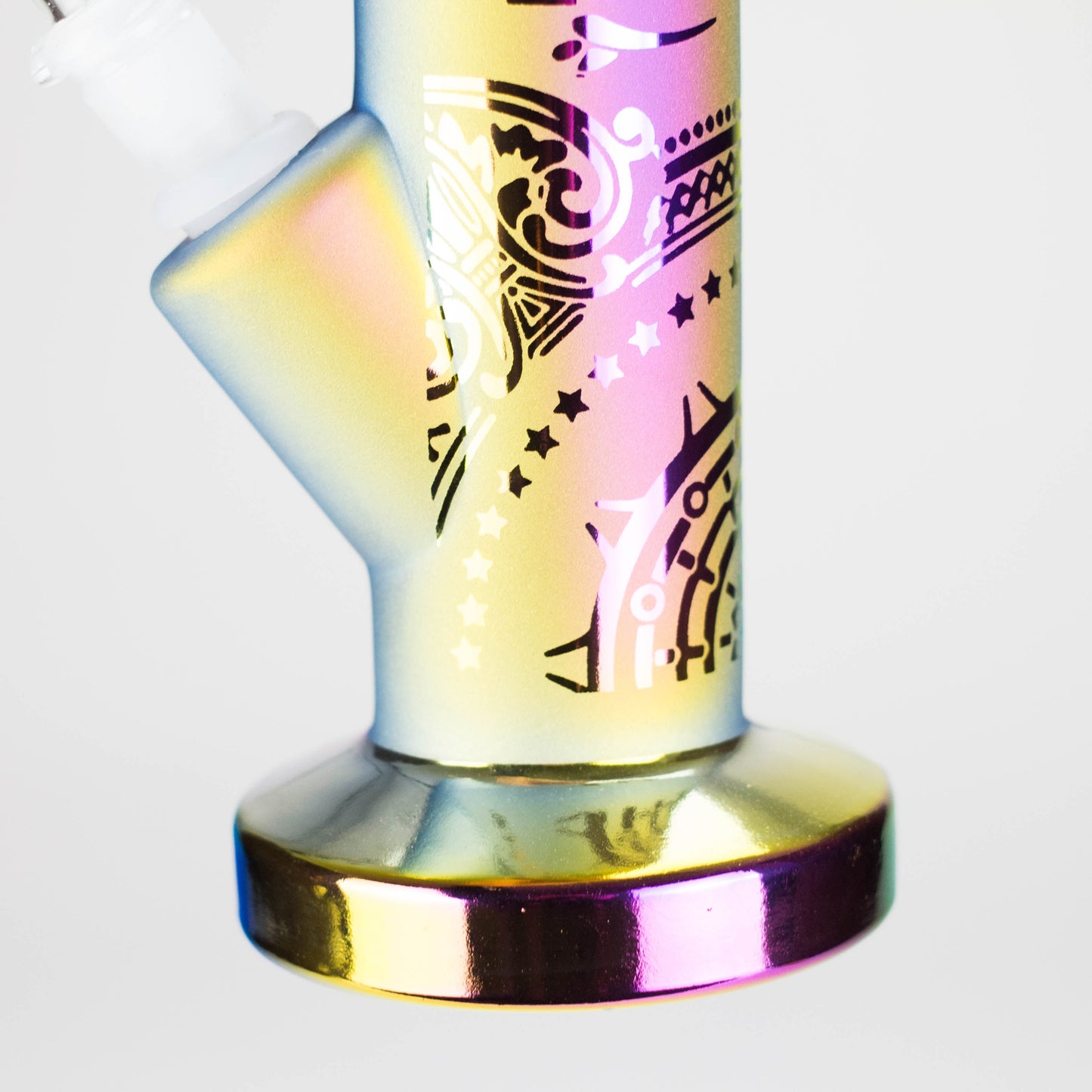 11″ Straight Tube Glass Bong – Electroplated Metallic Finish with Intricate Patterns [WP-M0090]
