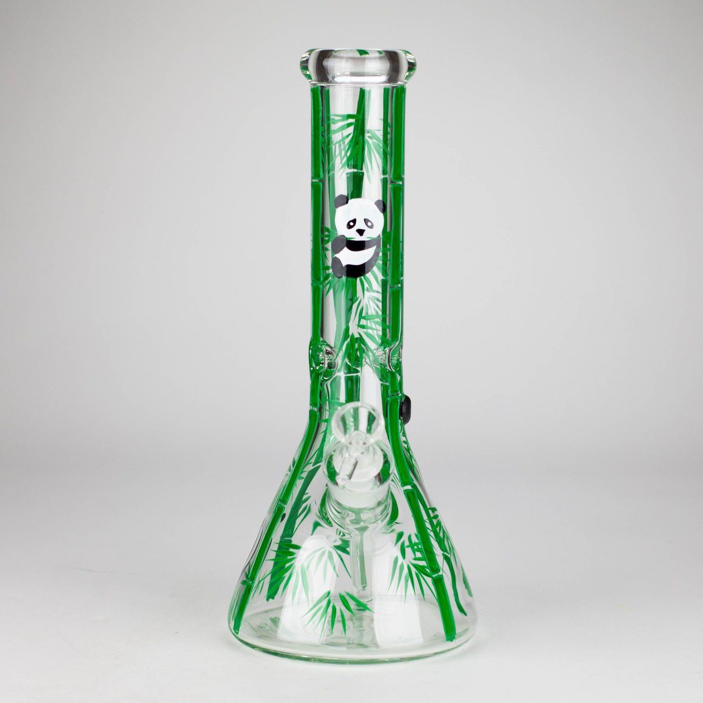 12" Panda & Bamboo Beaker Glass Bong – 7mm Thick with Ice Pinch