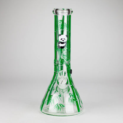 12" Panda & Bamboo Beaker Glass Bong – 7mm Thick with Ice Pinch