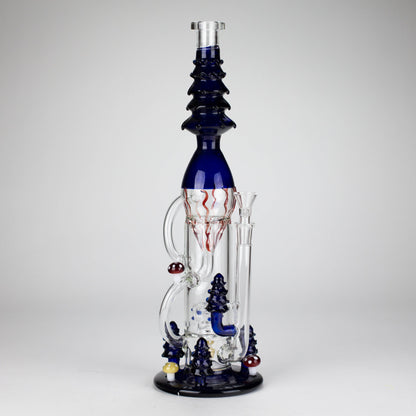 17" Enchanted Forest Glass Bong – Stemless Recycler with 14mm Bowl Joint