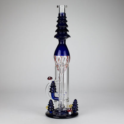 17" Enchanted Forest Glass Bong – Stemless Recycler with 14mm Bowl Joint